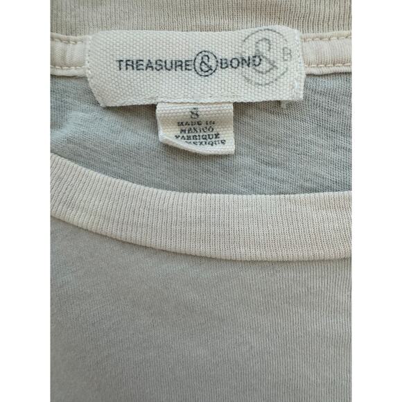New ~ TREASURE & BOND NORDSTROM ~100% Cotton Beige Short Sleeve T-Shirt Size S - Picture 4 of 5